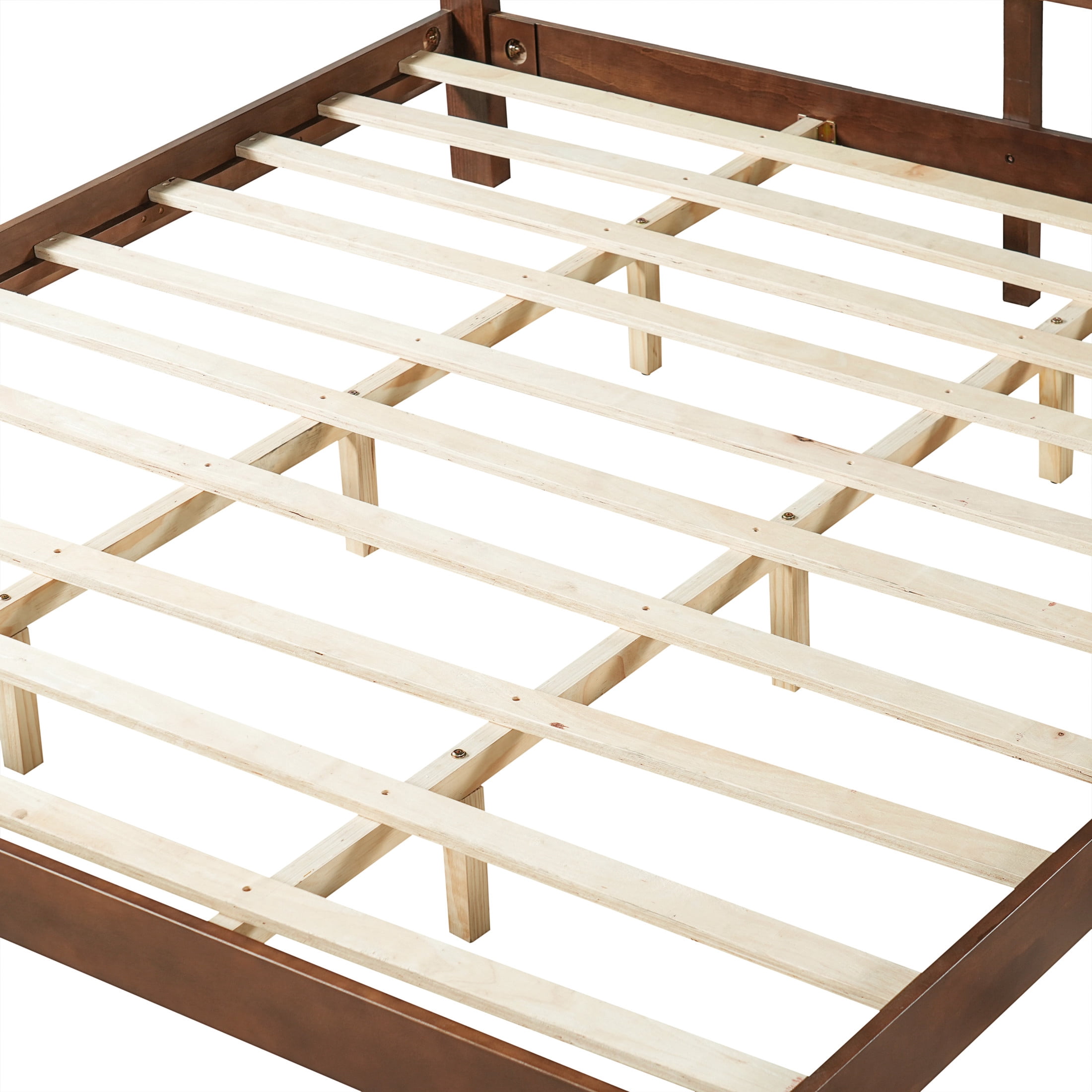 Christopher Knight Home King Wood Bed Frame with 2 Nightstands, Slatted Headboard Design, Walnut