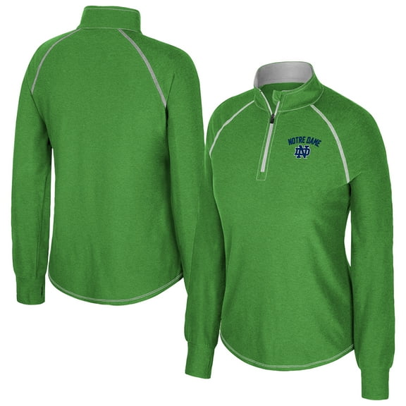 Women's Colosseum Green Notre Dame Fighting Irish Bikram Raglan Quarter-Zip Top