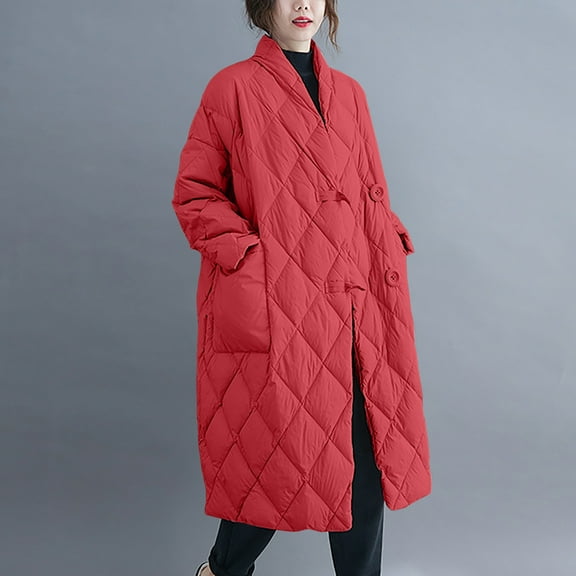 Dealovy Women Long Puffer Jackets Oversized Quilted Jacket Winter Warm Lightweight Maxi Coat