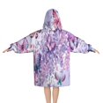 thumbnail image 2 of Purple Butterfly Flower Pattern Blanket Hoodies for Kids 6-13YR Oversize Wearable Blanket Hoodies for Boys Girls Teens, 2 of 7