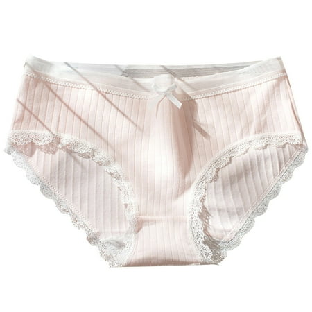 OJSFQUFP Women s Briefs Underwear Cotton High Waist Control Panties Ladies Panty High Elasticity Thread Underwear for Women Color Block Cute Lace Underwear Light Pink XL