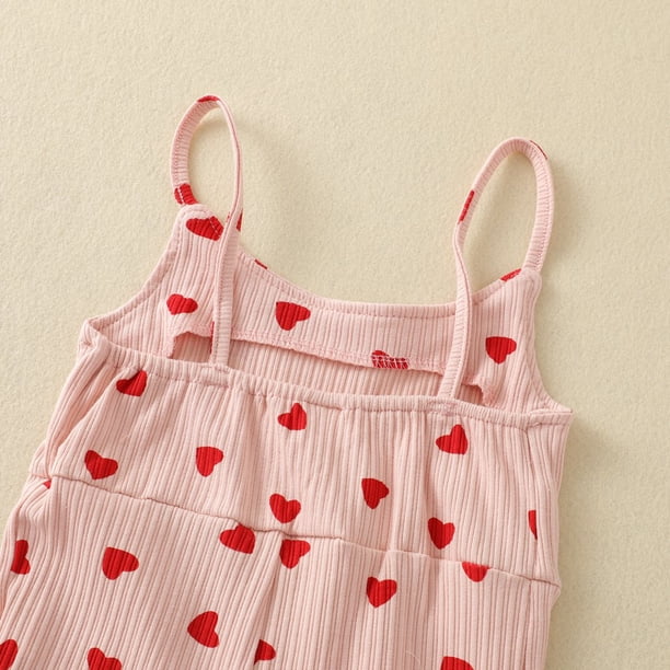 Valentine's Day Outfits Baby Girl Ribbed Sleeveless Bell-Bottoms