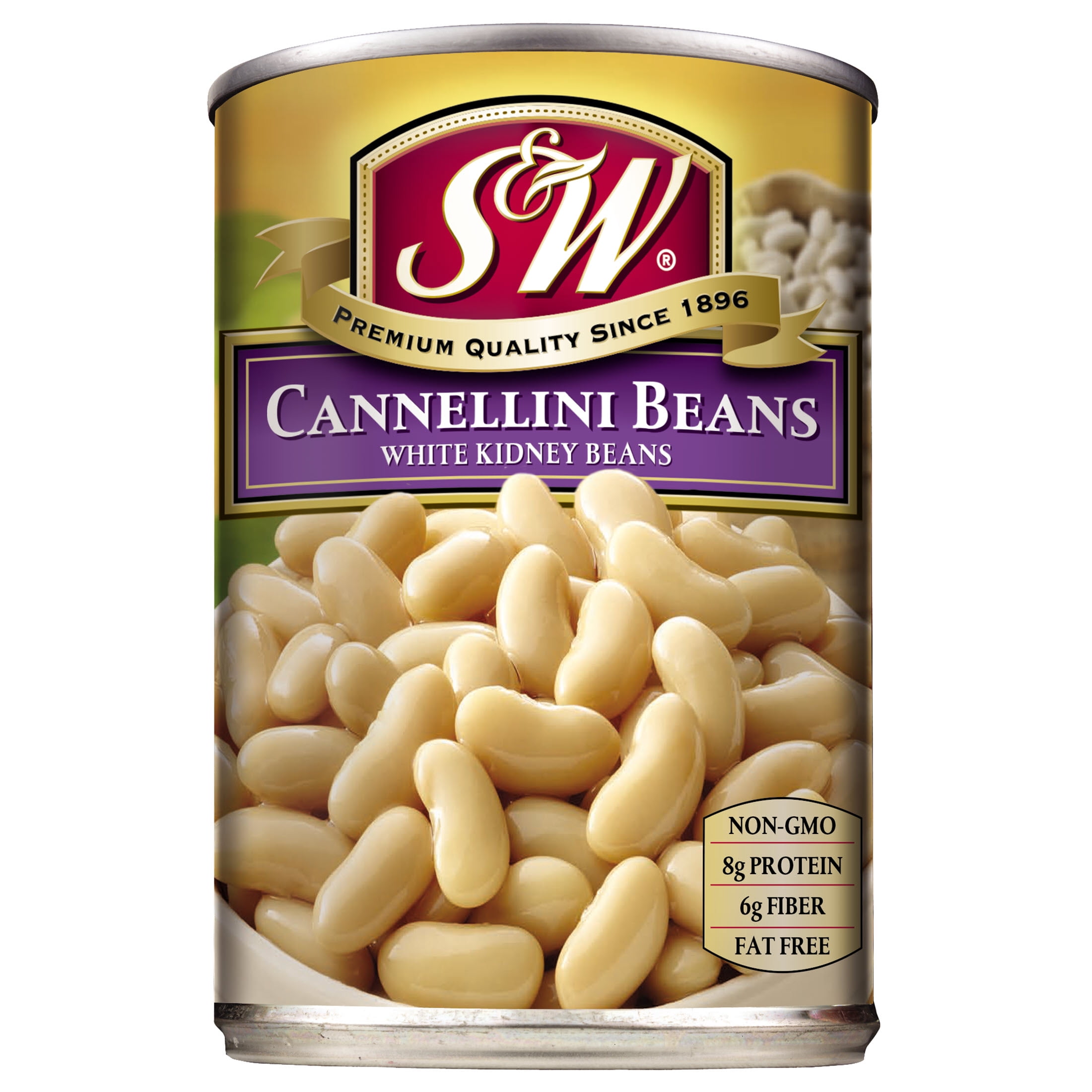 (6 pack) S&W Cannellini Beans - White Kidney Beans - 15.5 oz. Can