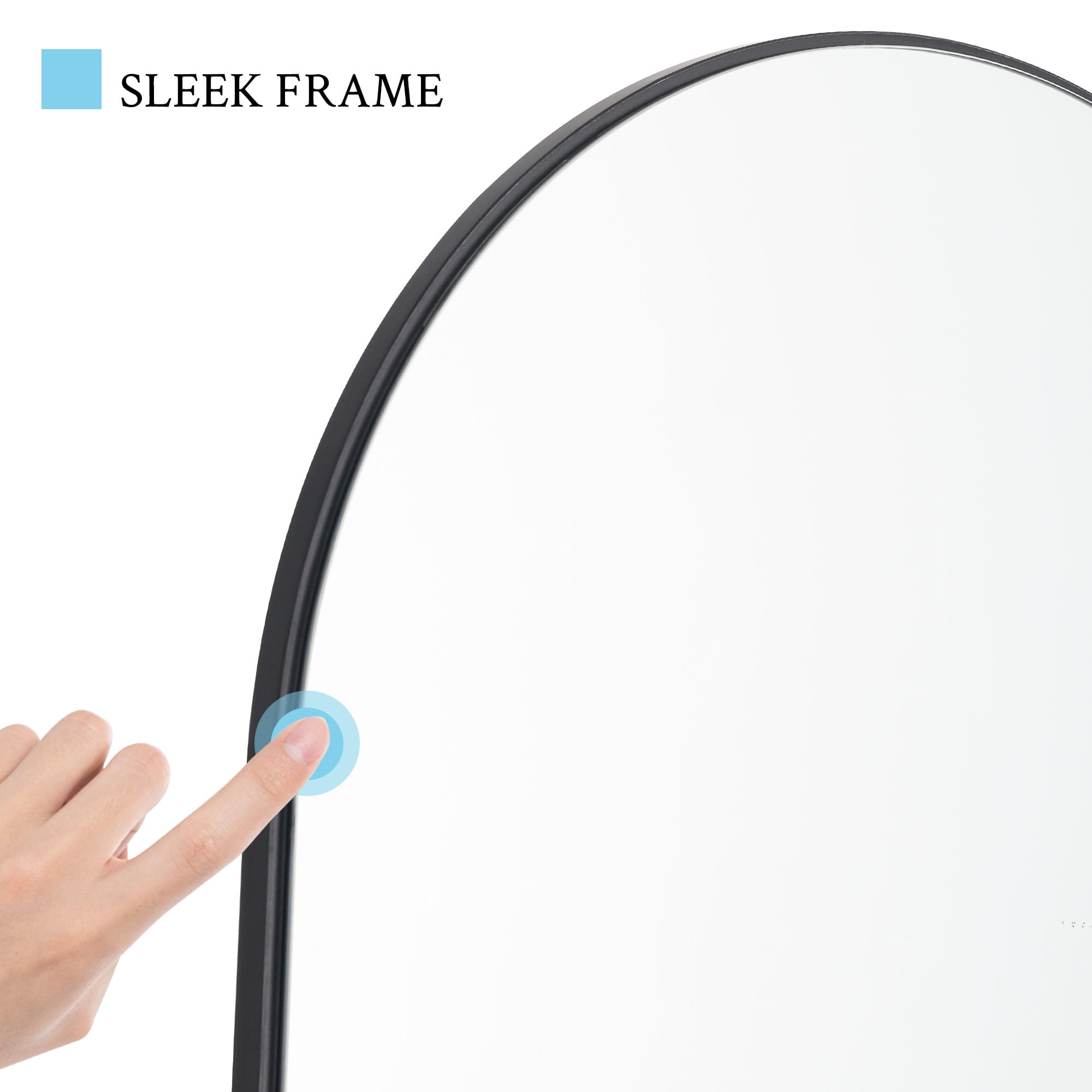 71"x28" Arched Aluminum Allou Frame Modern Full Length Mirror Floor Mirror,Black
