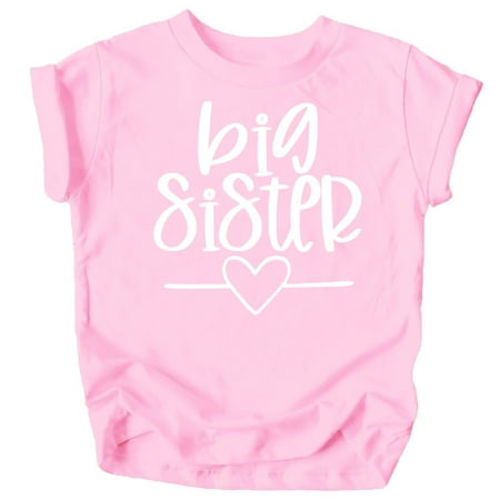 

Olive Loves Apple Big Sister Heart Sibling Reveal T-Shirt for Baby and Toddler Girls Sibling Outfits Pink Shirt