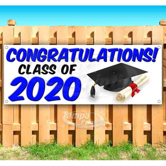 Congrats Class of 2020 13 oz Vinyl Banner With Metal Grommets