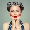 thumbnail image 2 of Women Hollow Rhinestone Inlaid Number Tiara Birthday Party Crown Decoration, 2 of 8