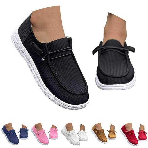 Pandaie Women's Slip on Loafers Orthopedic Wide Toe Boat Casual Shoes Lightweight Office Business Work Moccasins with Arch Support Black 6