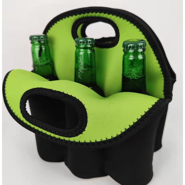 1 paquete: bolsa de vino de neopreno aislada + 8 bolsas para transportar latas de agua y cerveza (verde) JAMW Sencillez