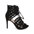thumbnail image 2 of Wild Diva DH69 Women Suede Peep Toe Gilly Tie Hollow Out Stiletto Sandal, 2 of 5