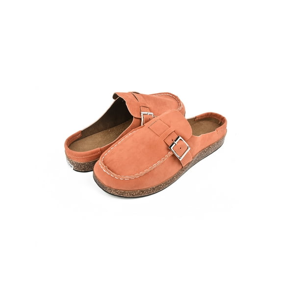 Crocowalk Women's Slider Buckle Sandals Clogs Slip on Flat Shoes Summer Outdoor