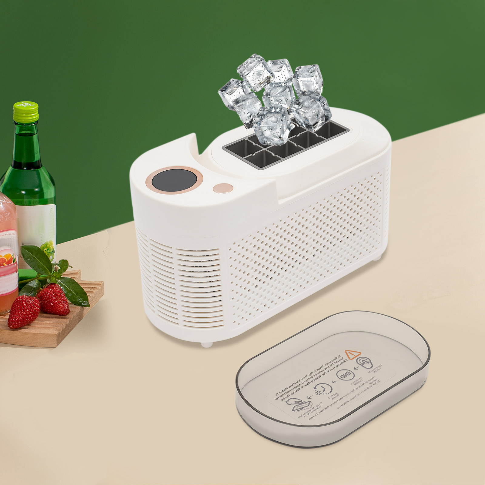 Modern Portable Compact Ice Maker For Car/Travel Mini Freezer 8 Cubes White 120W for Homes, Restaurants