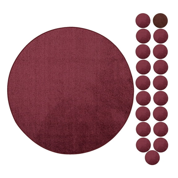 Furnish My Place Modern Plush Solid Cranberry Color Rug - Pets and Kids Friendly Rug, Indoor/Outdoor Mat, Area Rugs Great for Kids, Pets, Event, Living Room, Made in USA, 2' Round - Set of 20