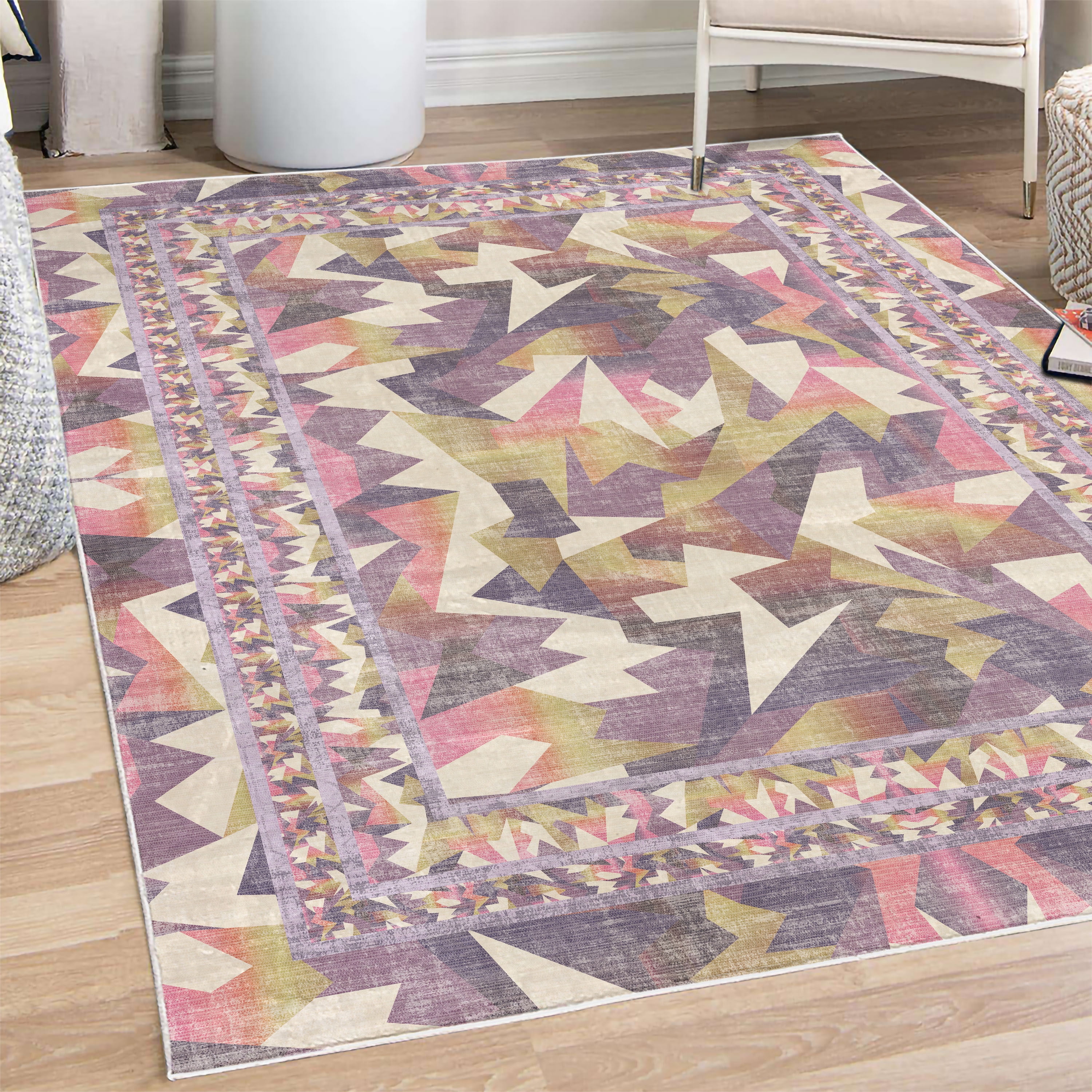 Colorful Decorative Rug, Modern Themed Pattern of Abstract Forms ...