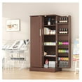 thumbnail image 5 of 47" Kitchen Pantry Cabinet, Brown Farmhouse Storage with Barn Doors & Adjustable Shelves - 24"W x 16"D Dining Room Cupboard, 5 of 9