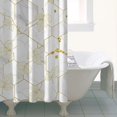 thumbnail image 4 of White Gold Leaf Hexagon Marble Pattern Shower Curtain 36"x72" ,Bathroom Decorative Shower Curtains Set with 12 Hooks,Modern Waterproof Washable Shower Curtain, 4 of 6