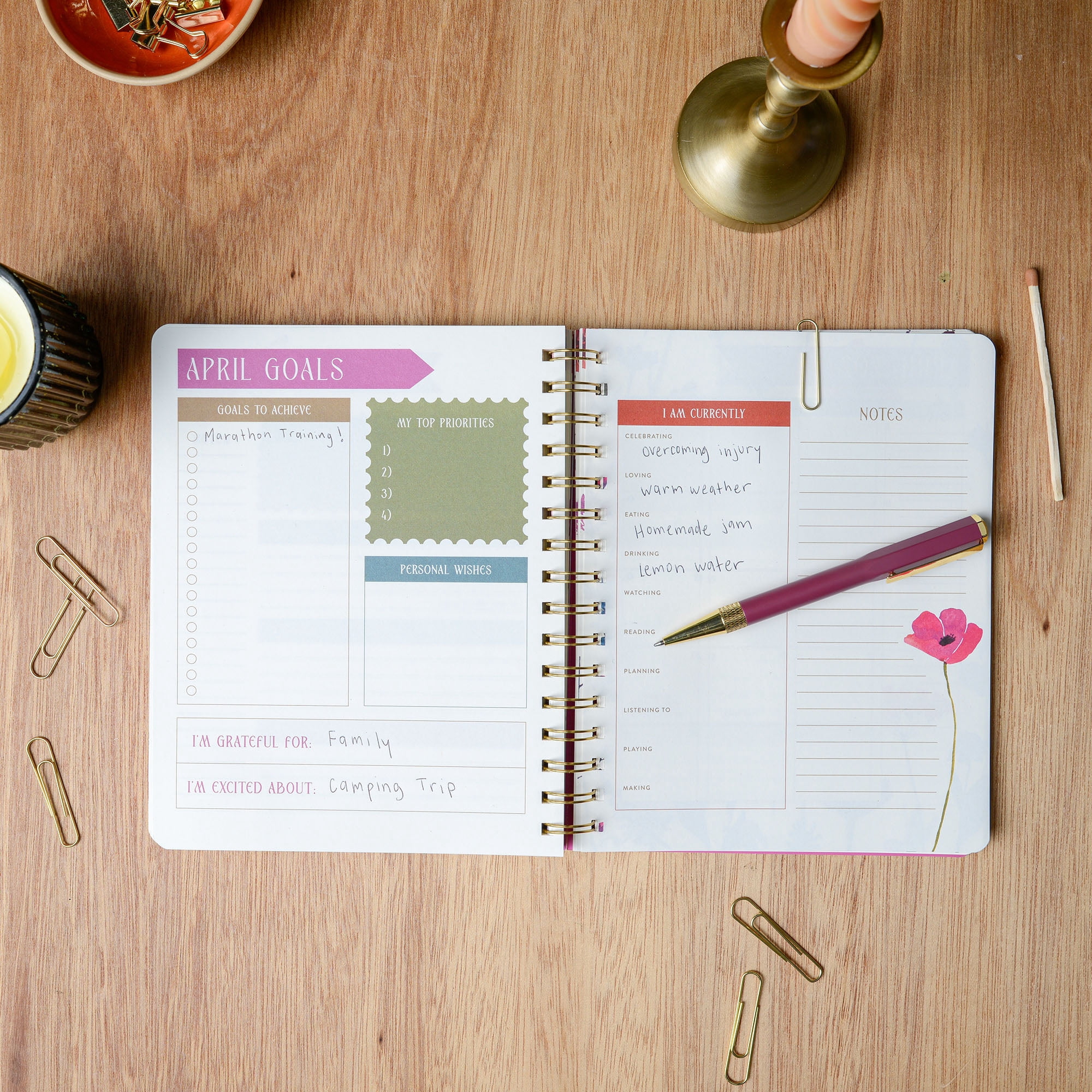 Think Ink 15 Month Weekly Planner 6.75" x 8.37" Cream Wildflower, Apr 2026 - Jun 2027