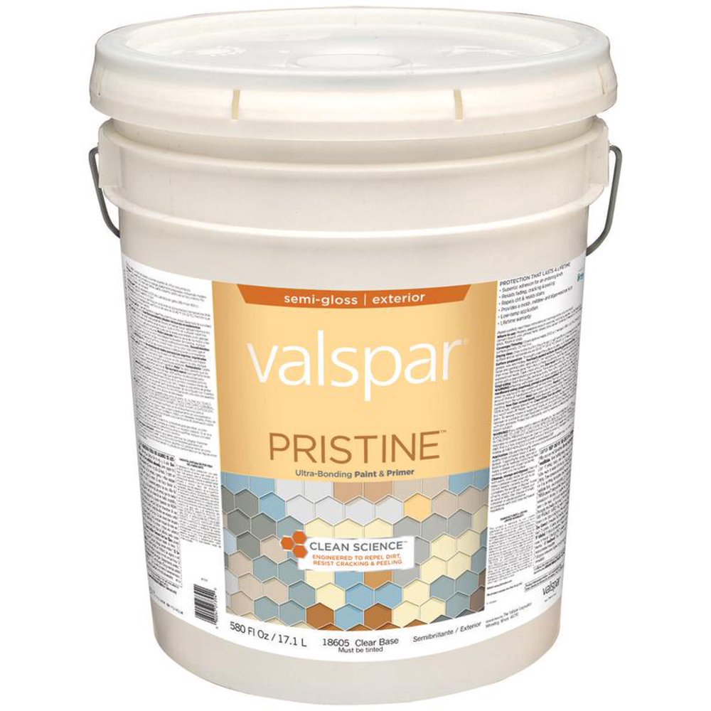 Valspar 18605 Exterior House Paint, Clear, SemiGloss, 5