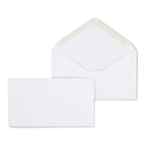 #6 Business Envelopes with V-Flap, 500 Pack - White 6.5 x 3.625 Inch Gummed Mailing Envelopes for Office & Home Use, 24lb Wove Paper, Secure Closure