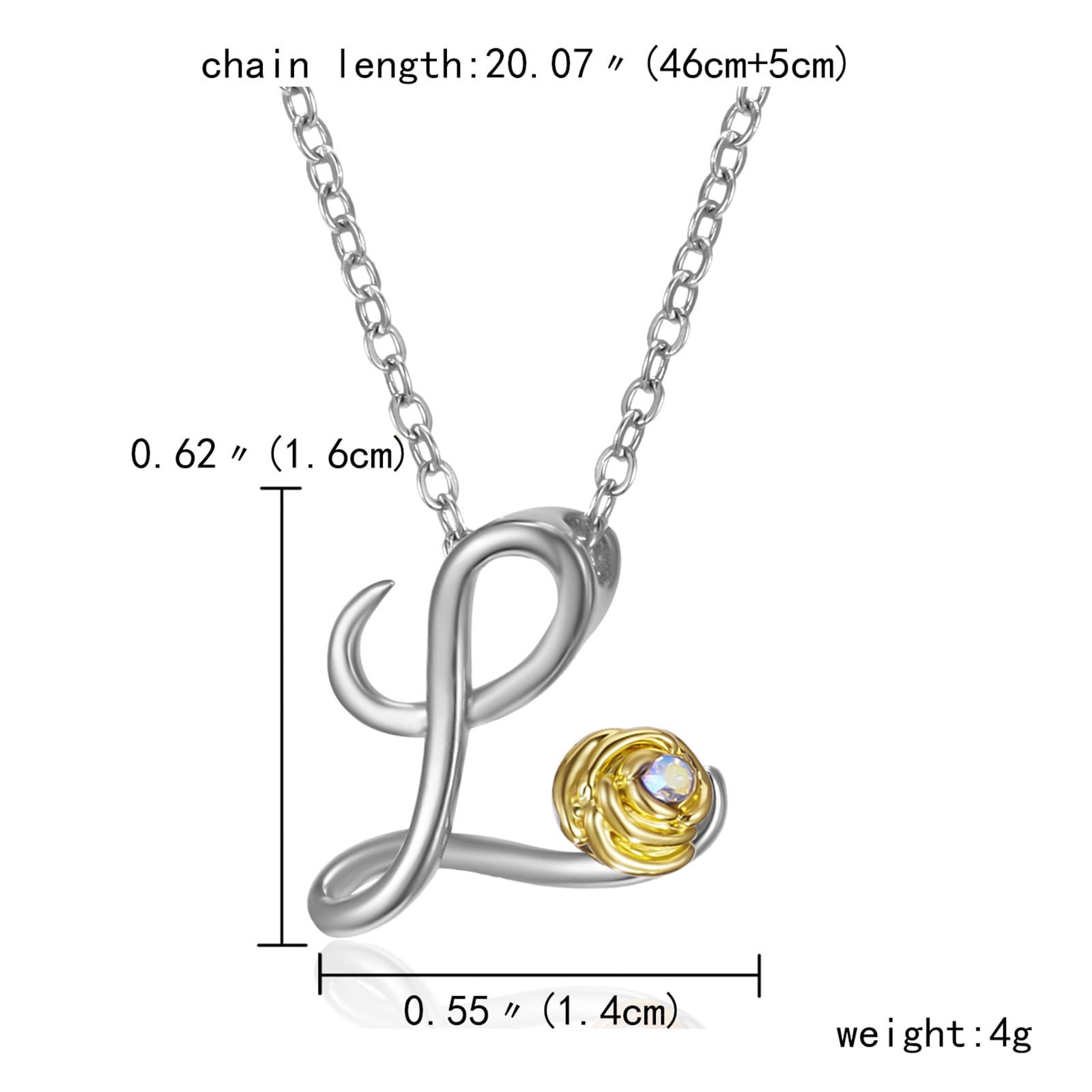 Ounabing Necklaces Pendants for Women Girls Letter Rose Rhinestone 26