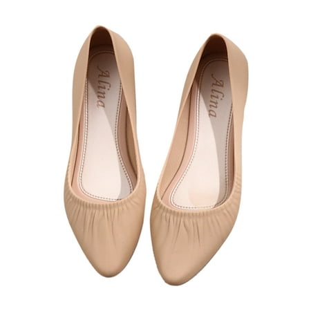 

UKAP Ladies Non-Slip Garden Shoe Rainy Soft Wedges Outdoor Pointed Toe Rain Shoes Apricot 7.5