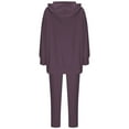 thumbnail image 3 of YUGYXL Plus Size 2 Piece Outfits for Women Oversized Pullover Split Side Hoodies with High Waisted Leggings Loungewear Sets A Purple S, 3 of 5