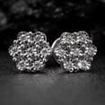 thumbnail image 5 of Miracle Set 10K White Gold Flower Cluster 0.14 Ct Natural Diamond Stud Earrings, 5 of 6