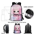 thumbnail image 4 of Uorisanigo Pink AxolotlSchool Backpack, Insulated Lunch Box Tote Bag, Stationery Pencil Case Bag, Water Bottle Sleeve 4 Pack Back to School Bags Gift for Boys Girls, 4 of 7