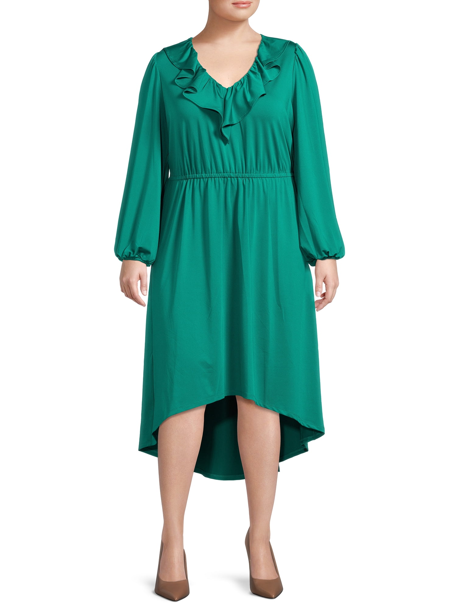 Heather B Women's Plus Size Ruffle Dress