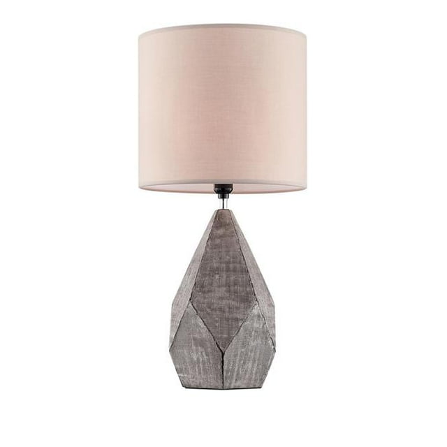 Benzara BM240421 Table Lamp with Faceted Ceramic Body, Gray & Beige