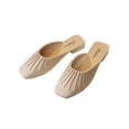 thumbnail image 2 of Daeful Ladies Flats Backless Clogs Closed Toe Mules Walking Casual Anti-Slip Slip On Shoes Beige 6, 2 of 9