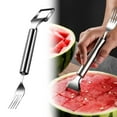 thumbnail image 4 of Dsscvnef 2 en 1 Fourchette à Fruits Trancheuse en Acier Inoxydable Fourchettes à Fruits Trancheuse Portable pour l'Été Découpe de Fruits pour Fêtes de Famille Camping, 4 of 9
