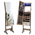 thumbnail image 2 of Costway Jewelry Cabinet Armoire Full Length Frameless Mirror Lockable with Lights Rustic Brown, 2 of 10