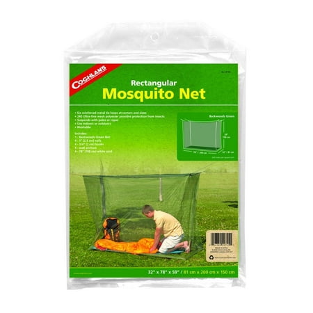 Mosquito Net, Rectangular single-wide mosquito net provides fully enclosed protection against biting insects and mosquitoes when sleeping outdoors or indoors By
