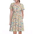 thumbnail image 1 of Easygdp Famous Places para Vestido Transpirable de Mujer, Vestido Suelto de Manga Corta con Pliegues y Bolsillos para el Verano, 1 of 6