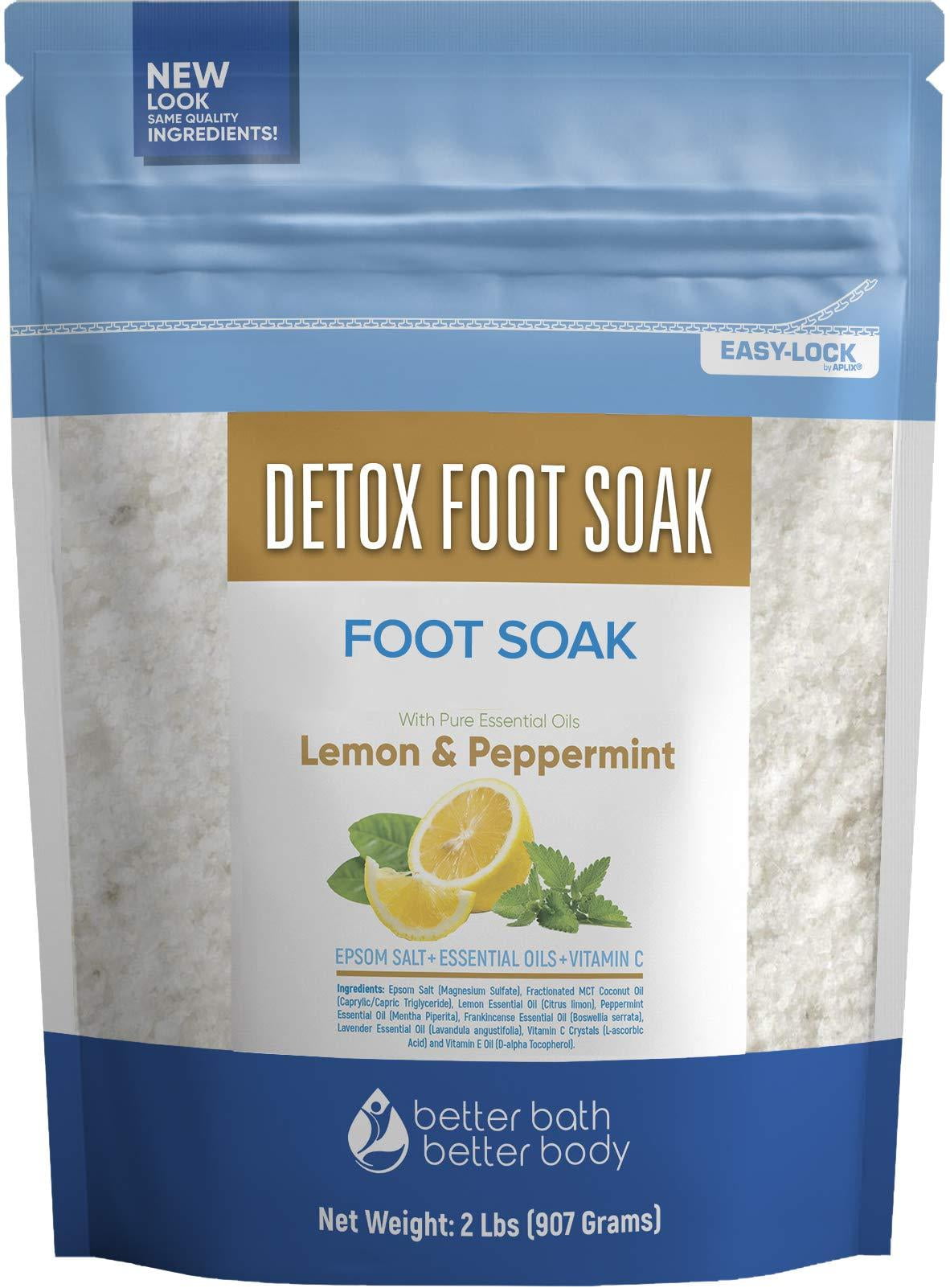 Detox Foot Soak 32 Ounces Epsom Salt with Natural Lemon, Peppermint