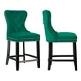 thumbnail image 4 of WestinTrends Wordford 24" Tufted Velvet Counter Stool (Set of 2), Black/ Dark Green, 4 of 12