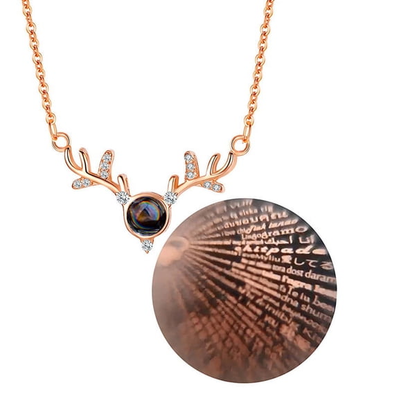 Fmlxio Birthstone Necklace for Women Jewelry Antlers Projection Necklace -I You- In 100 Languages Cubic-Zirconia Romantic Gift Necklace For Women Gril Wonderful Gift on Clearance