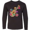 thumbnail image 3 of Inktastic Acoustic Guitar with Colorful Flowers Long Sleeve Youth T-Shirt, 3 of 5