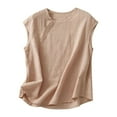 thumbnail image 1 of Timegard Womens Cotton Linen Tank Tops Plus Size Crew Neck Lightweight Summer Casual Loose Tops Blouse, 1 of 2