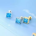 thumbnail image 4 of QQTDFG 925 Sterling Silver Square Blue CZ Screw Back Stud Earrings 6mm A1003-Silver, 4 of 6
