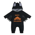 thumbnail image 2 of EnJoCho Pumpkin & Skeleton Print Halloween Romper for Babies, Zipper Front Romper with Cute Bat Wing Hood, 2 of 9