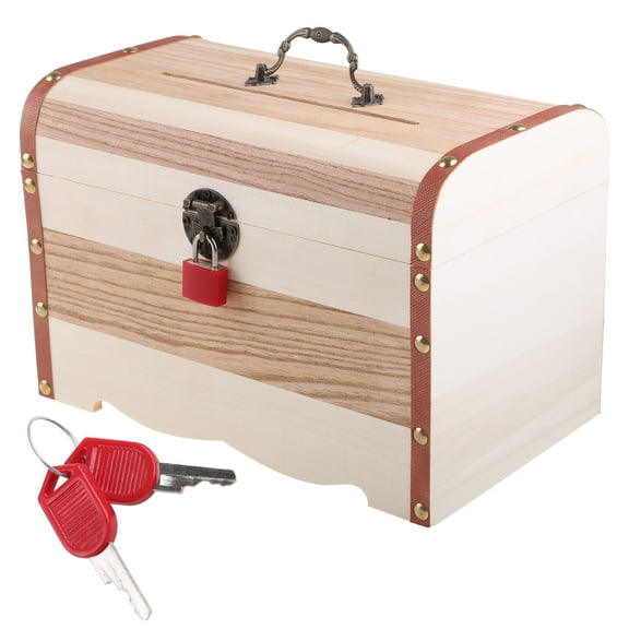 Wooden Vintage Treasure Chest Wood Jewellery Storage Box for Case Multifunction