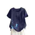 thumbnail image 1 of Camisetas de Manga Corta para las Mujeres Botón de Impresión Casual Cuello Redondo Camiseta Superior, Blusas para las Mujeres Casual, 1 of 4