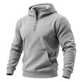 thumbnail image 4 of Atogsazn Mens 1/4 Zip Oversized Hoodies Casual Long Sleeve Hooded Sweatshirt Fall Winter Tops with Pocket Gray L Fashion, 4 of 8