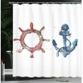 thumbnail image 4 of Ambesonne Anchor Shower Curtain, Nautical Steering Wheel, 69"Wx75"L, Pink Blue, 4 of 5