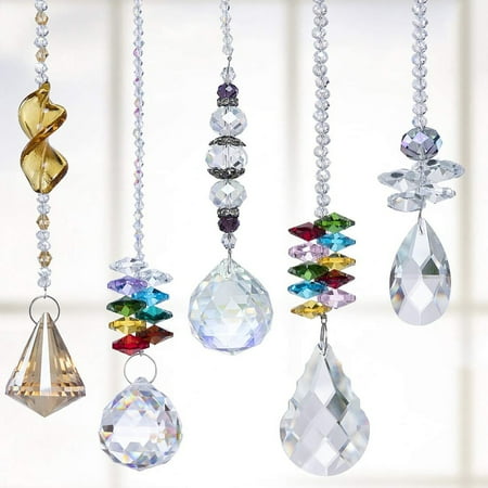 

5PCS Color Crystal Rainbow Hanging Chakra Glass Pendant for Home Off Home Decor Pendant TANGNADE
