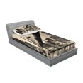 thumbnail image 2 of Ambesonne Landscape Fitted Sheet & Pillow Sham Set, NYC Night Bridge View, Twin, Grey Brown, 2 of 2