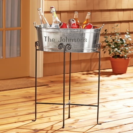 Galvanized Beverage Tub - Family Name w/Stand