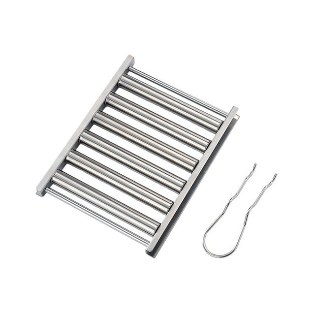 Stainless Steel Hot Dog Grill Rack with Rotating Handle, Adjustable Sausage Roller for Even Cooking, BBQ Accessory